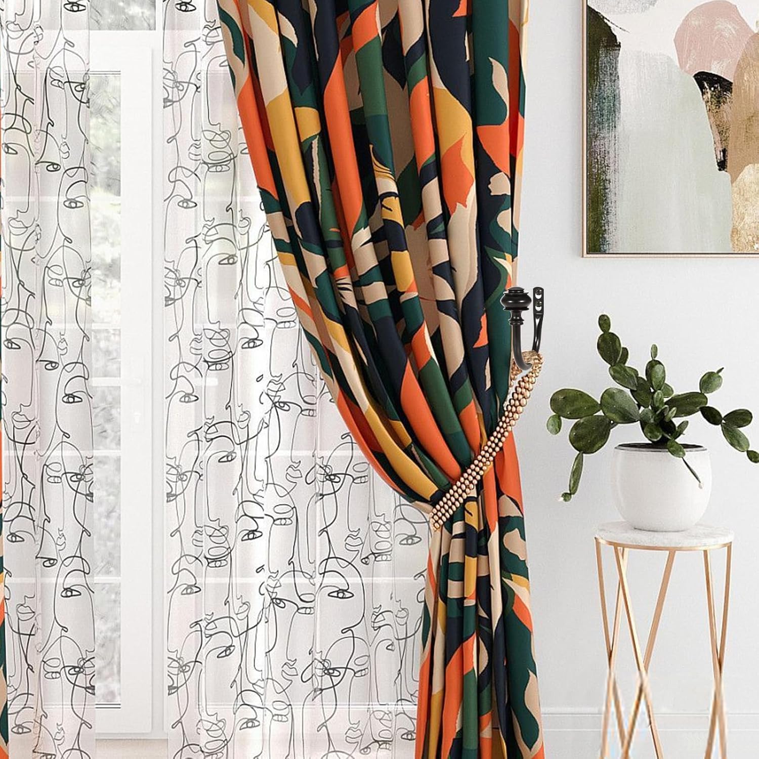 Sumnacon Set of 2 Decorative Curtain Holdbacks Black