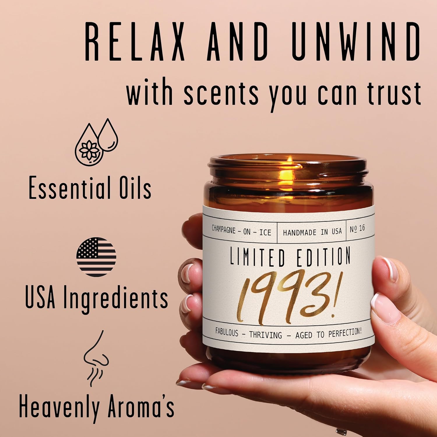 Limited Edition 1993 Soy Candle 32nd Birthday Gift for Her