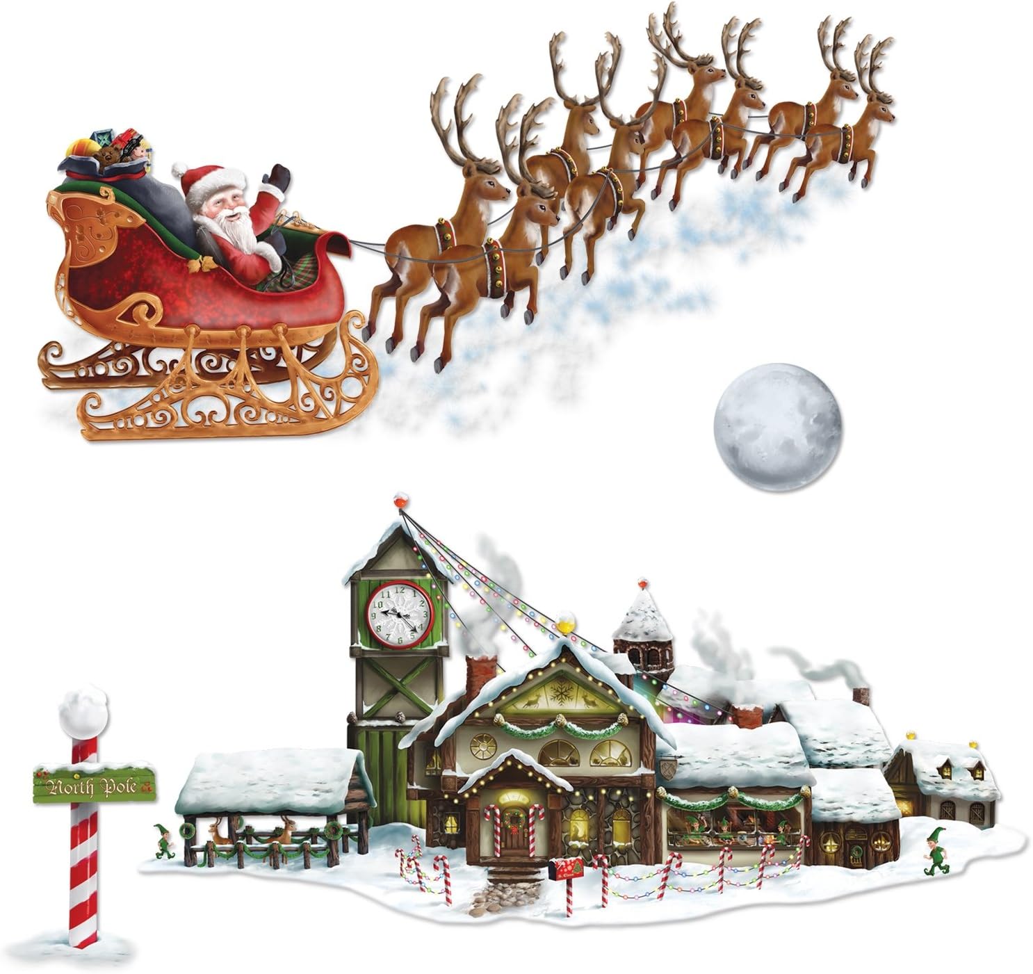 Beistle Santas Sleigh Workshop Props