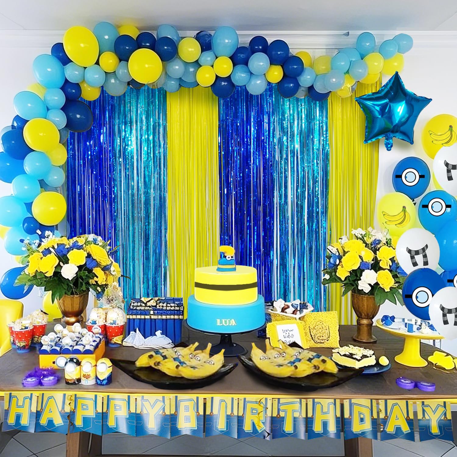 Yellow Jeans Cartoon Themed Photo Booth Curtain