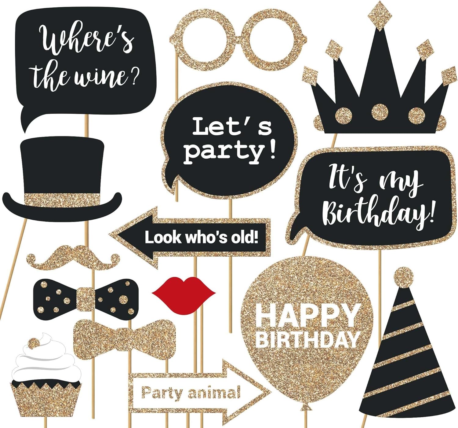 Perfect Occasion Fully Assembled Birthday Photo Booth Props 30 Piece Box Set