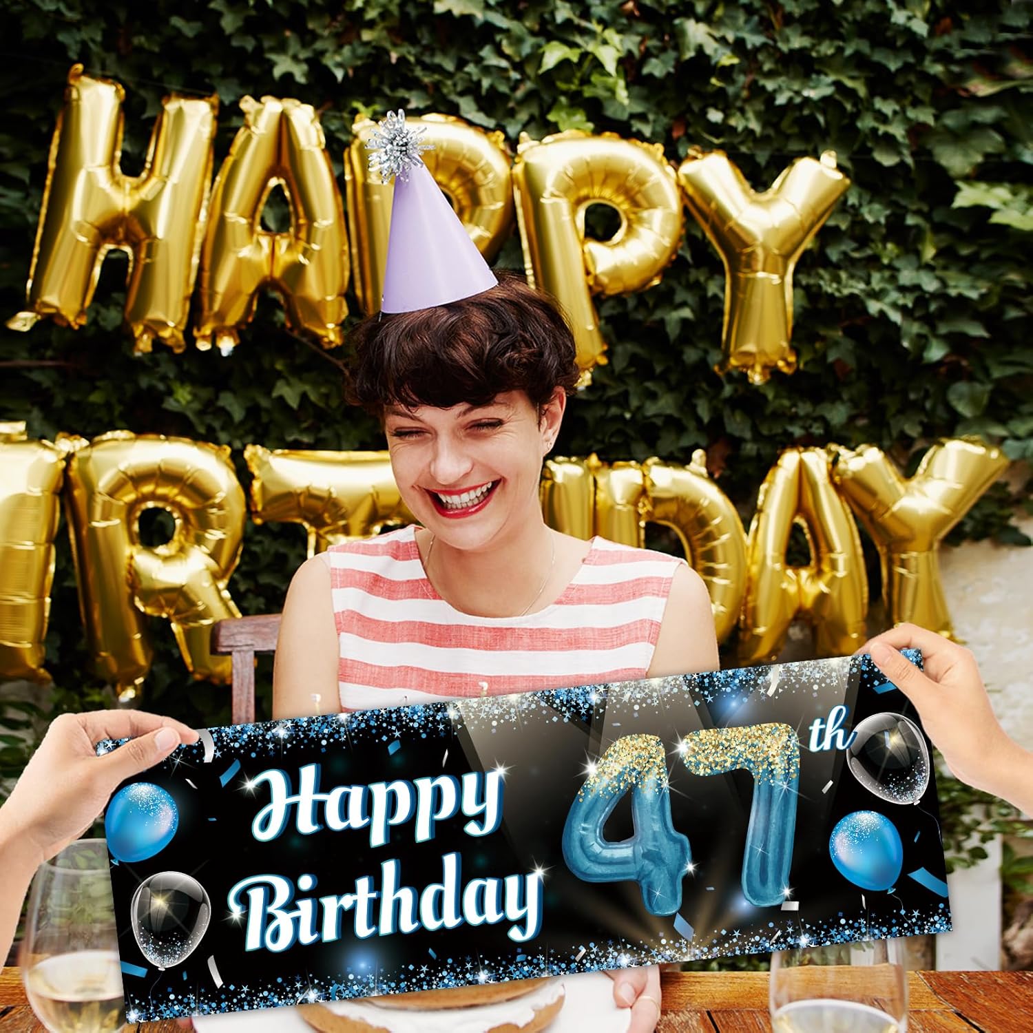 Happy 47th Birthday Handheld Backdrop Banner