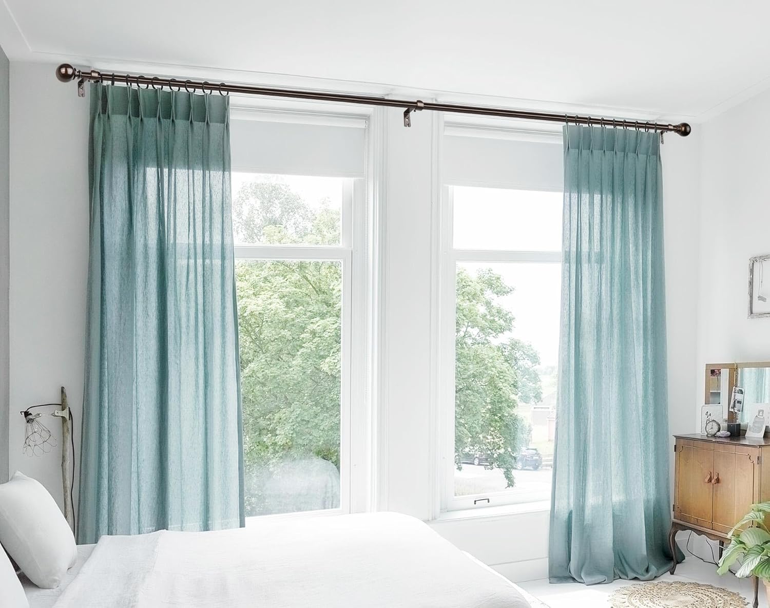 KAMANINA Curtain Rods 32-58 Inches Antique Bronze Single Rod