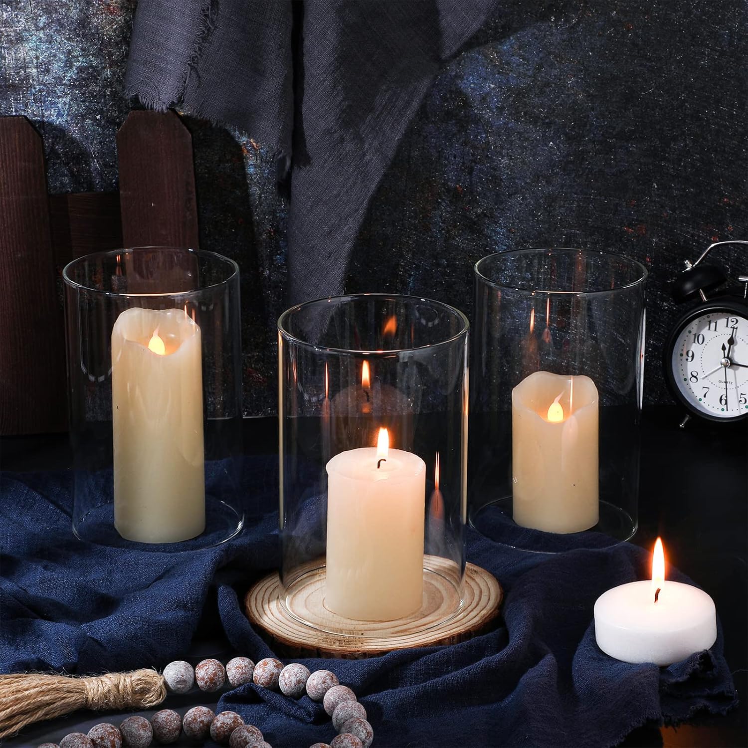 Yaomiao 6 Pcs Hurricane Glass Candle Holders