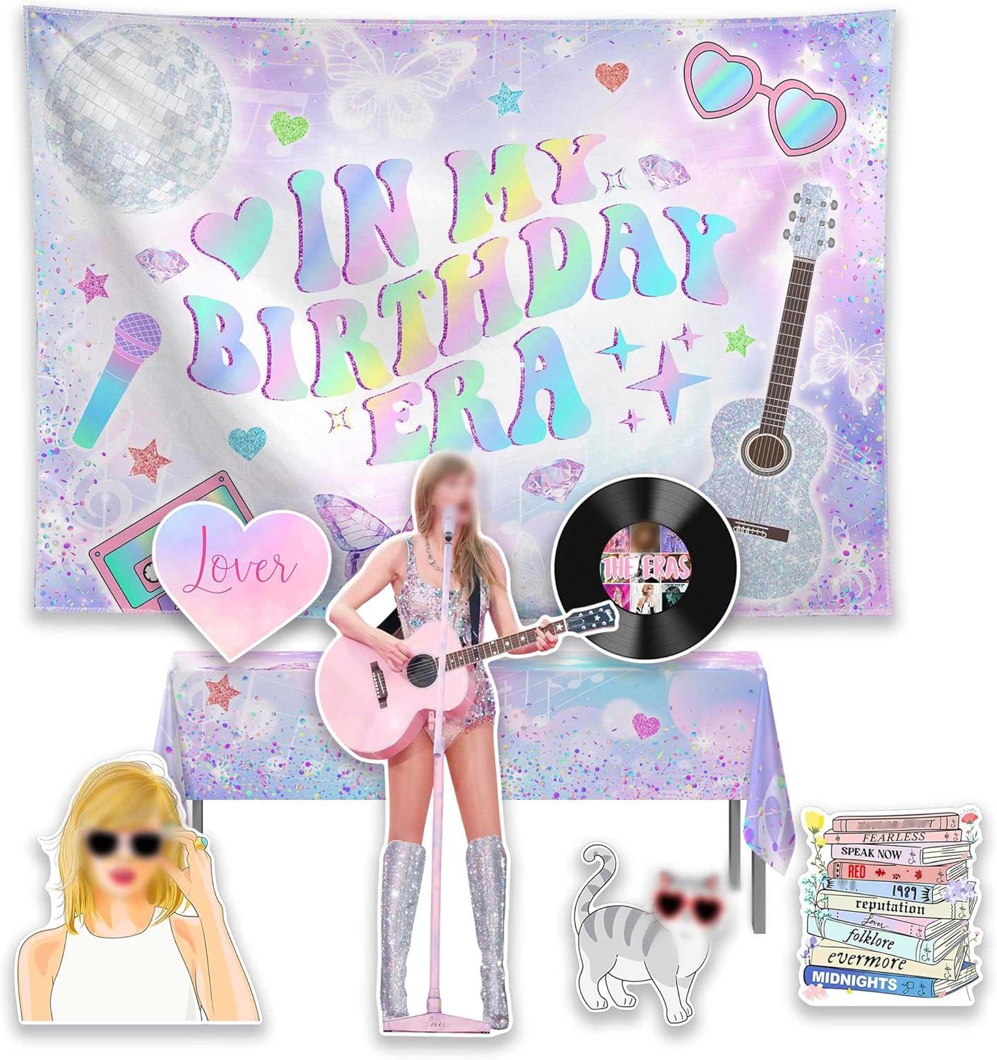 Allenjoy Era Theme Birthday Party Backdrop with Foam Boards and Tablecloth