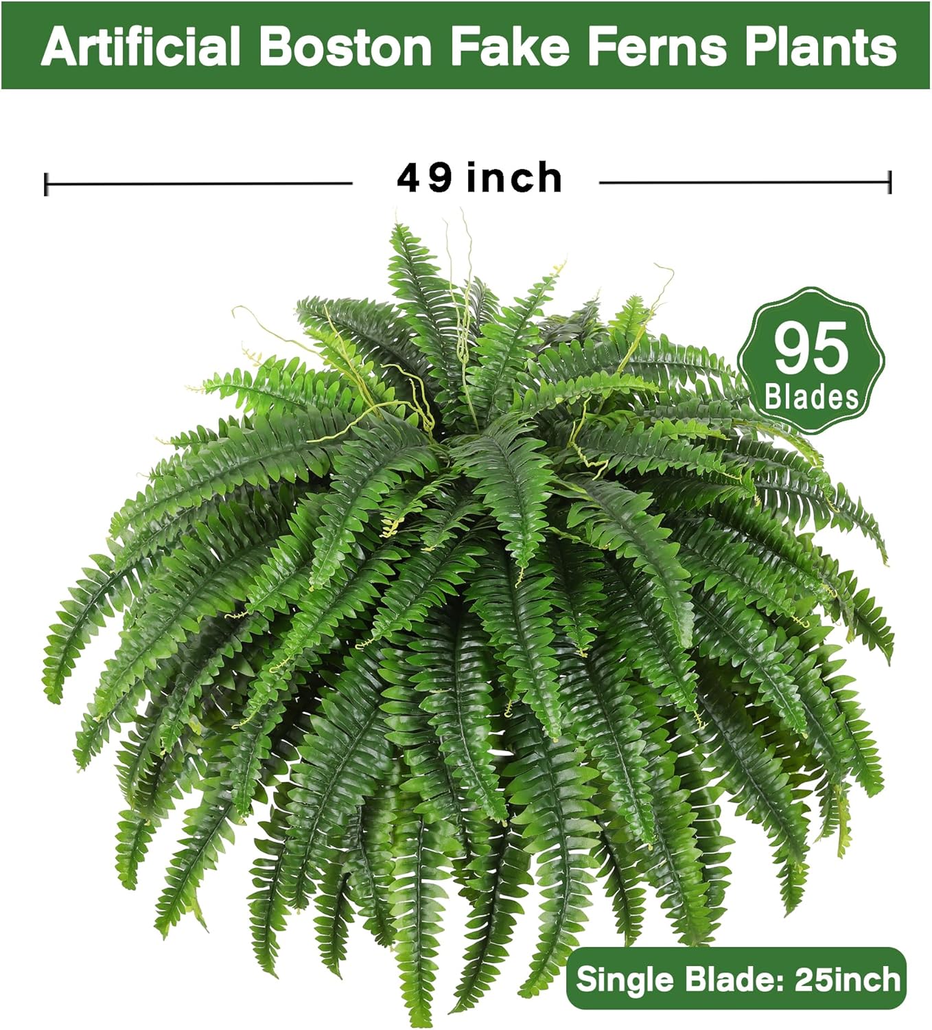 Single Silky Artificial Boston Fern Bush 49 Inch