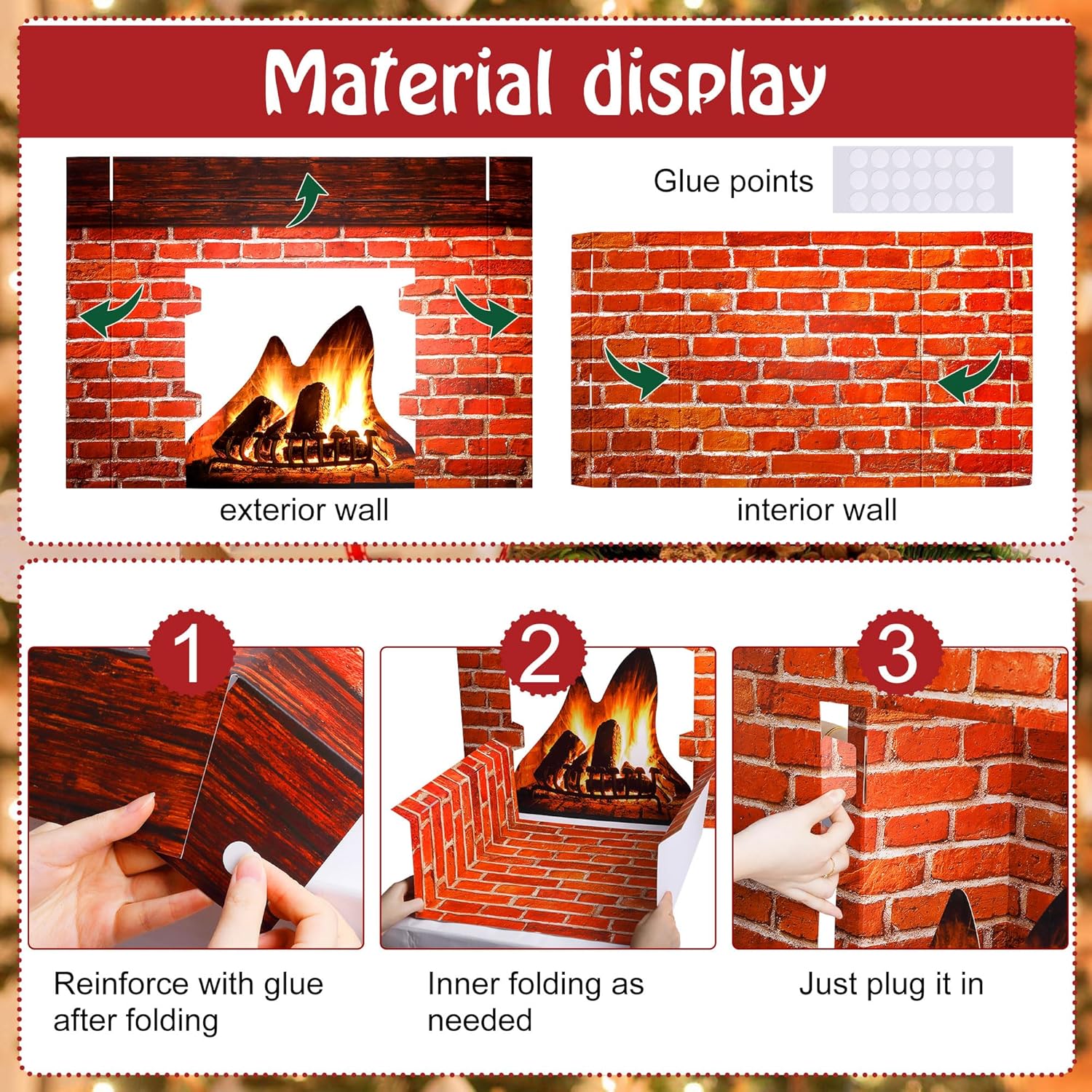 Purple Star 1N Christmas Cardboard Fireplace Prop