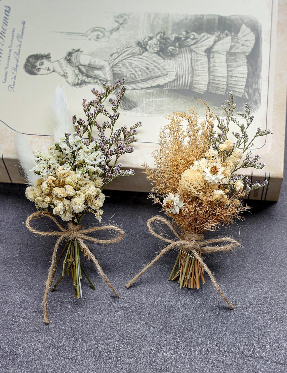Mini Dried Flower Bouquet Set Brown 12PCS