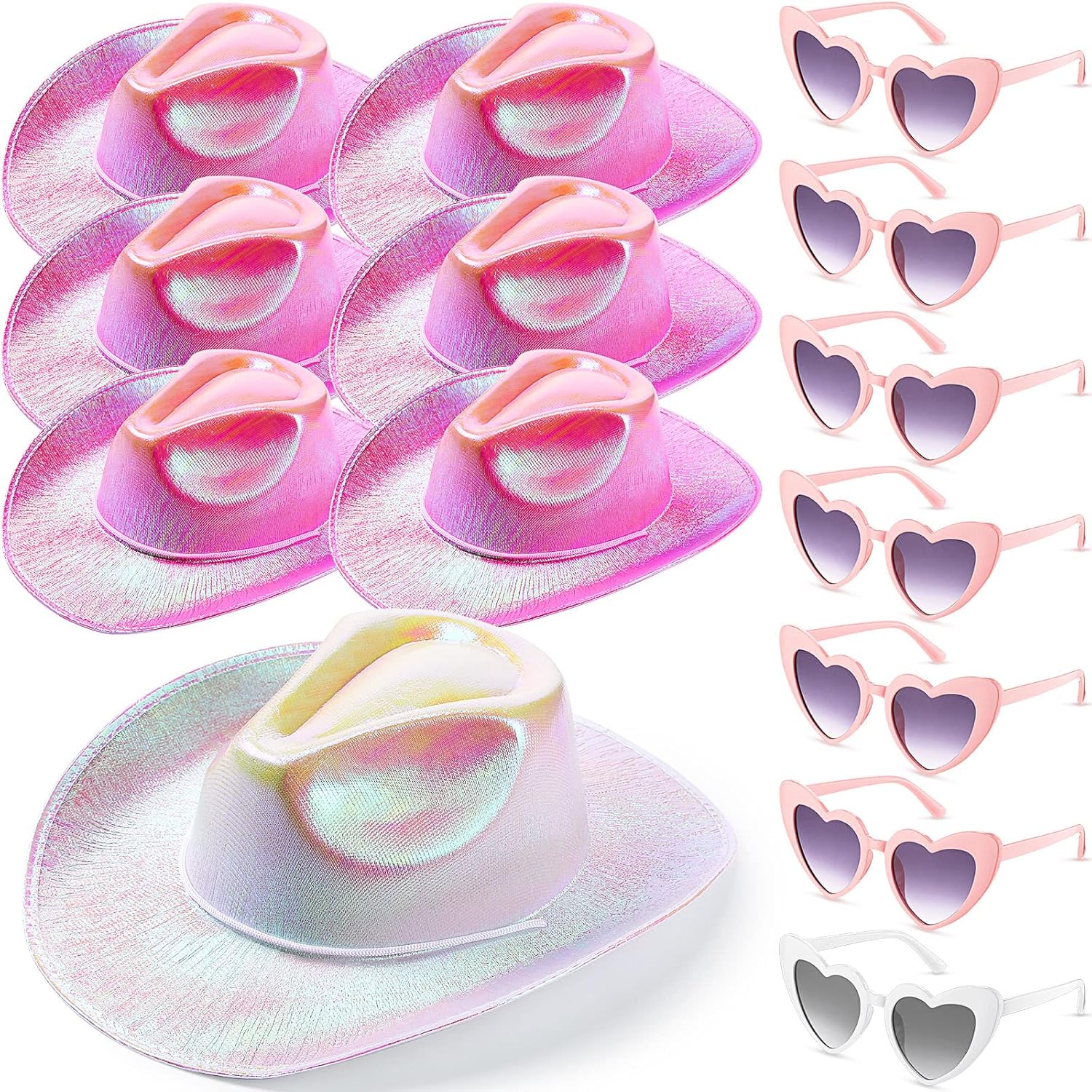 Leumoi 14 Pcs Holographic Bridal Cowgirl Party Set