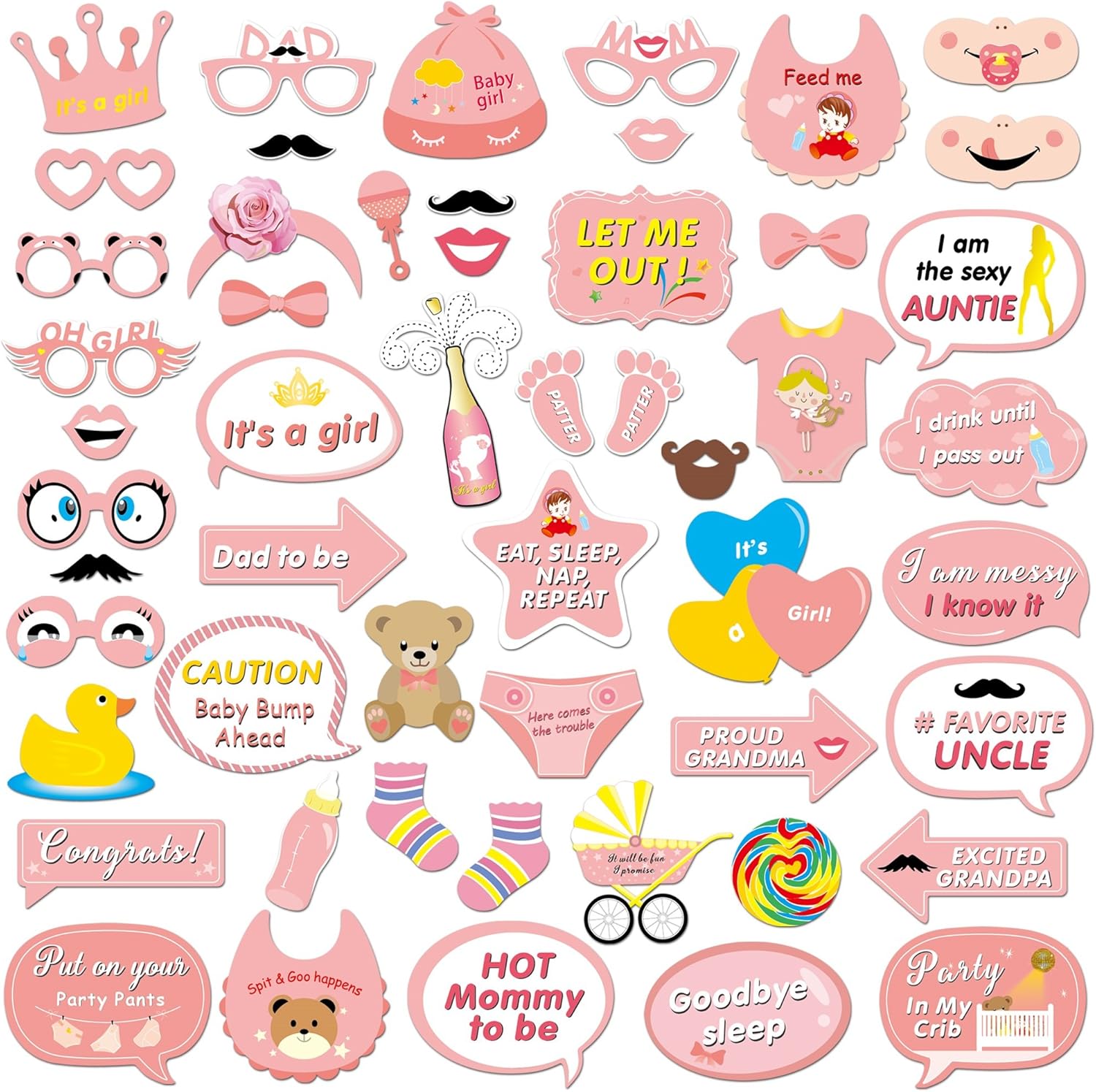 Its a Girl Photo Booth Props 53 Count
