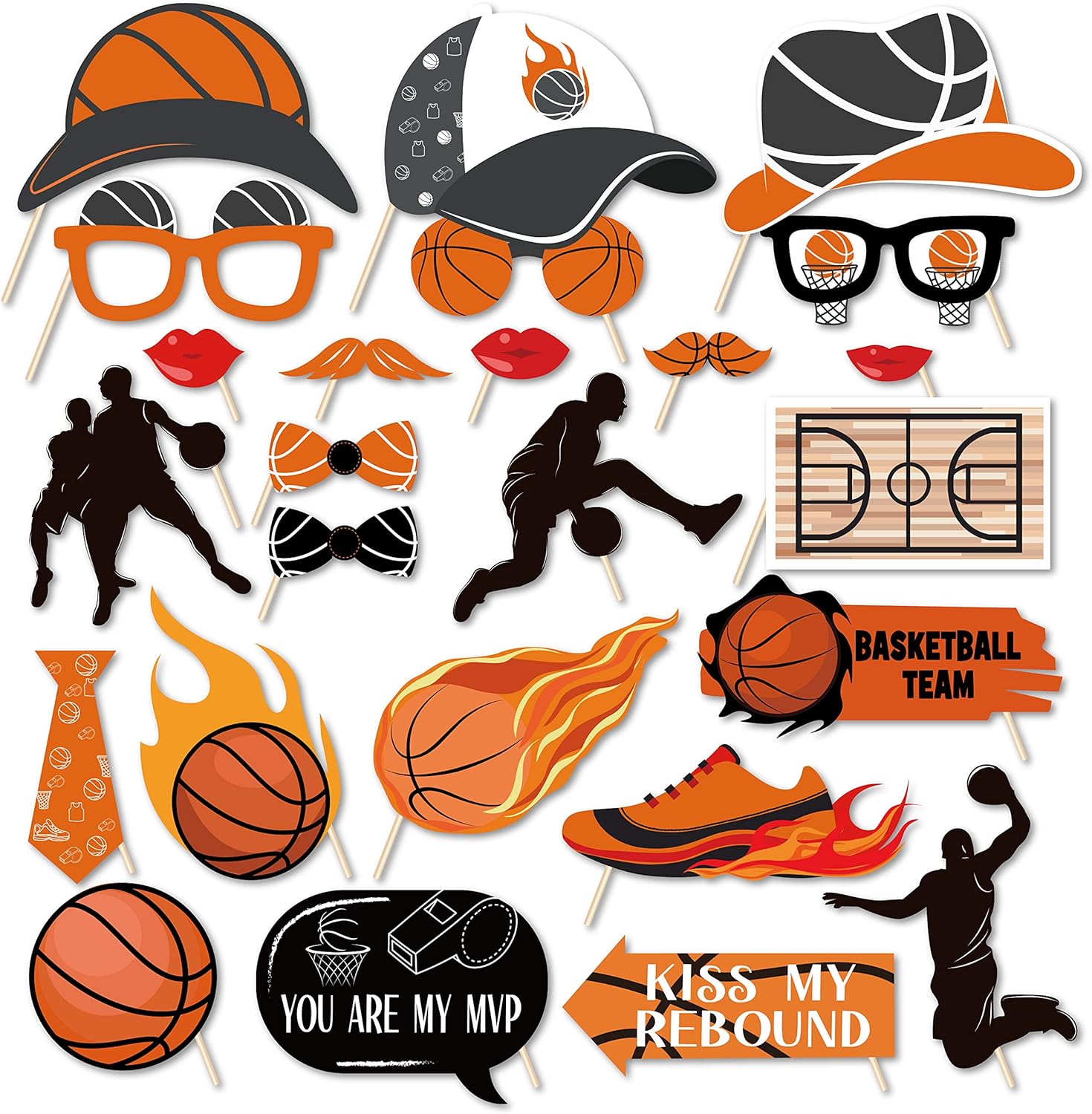 Basketball Themed Photo Booth Props Set 25pcs for Parties
