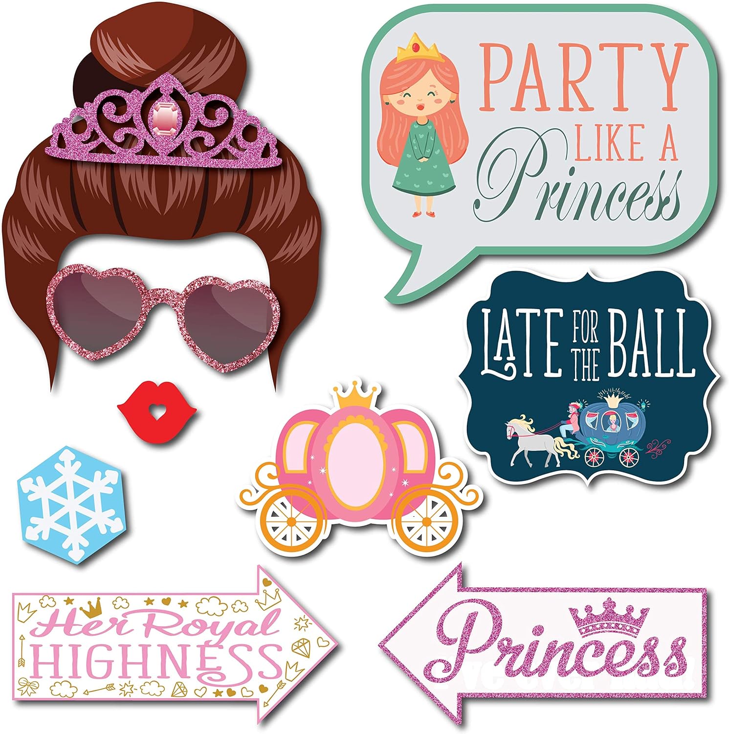 Princess Photo Booth Props - 41-Piece Fun Kit