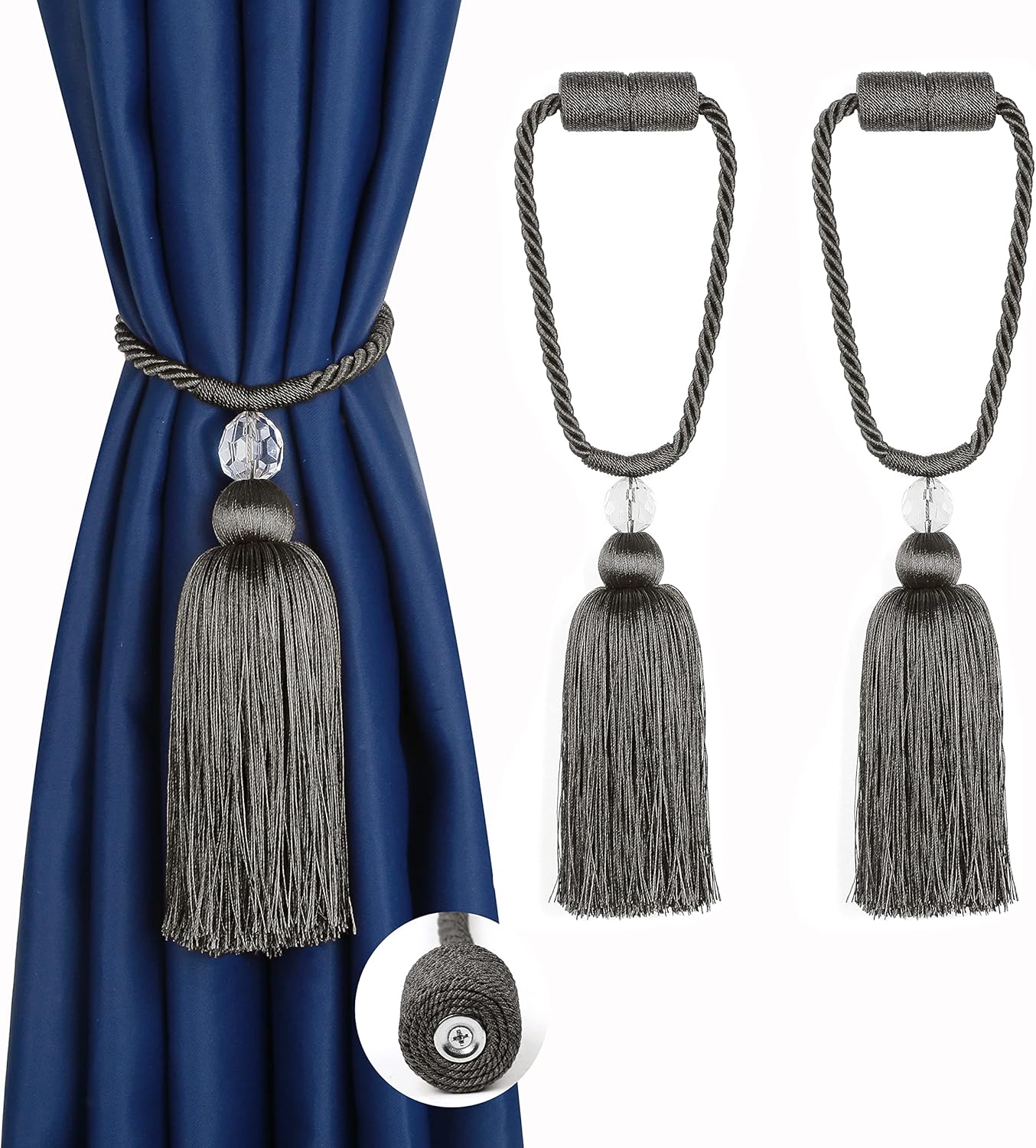 BEL AVENIR Magnetic Curtain Holdbacks Tassel