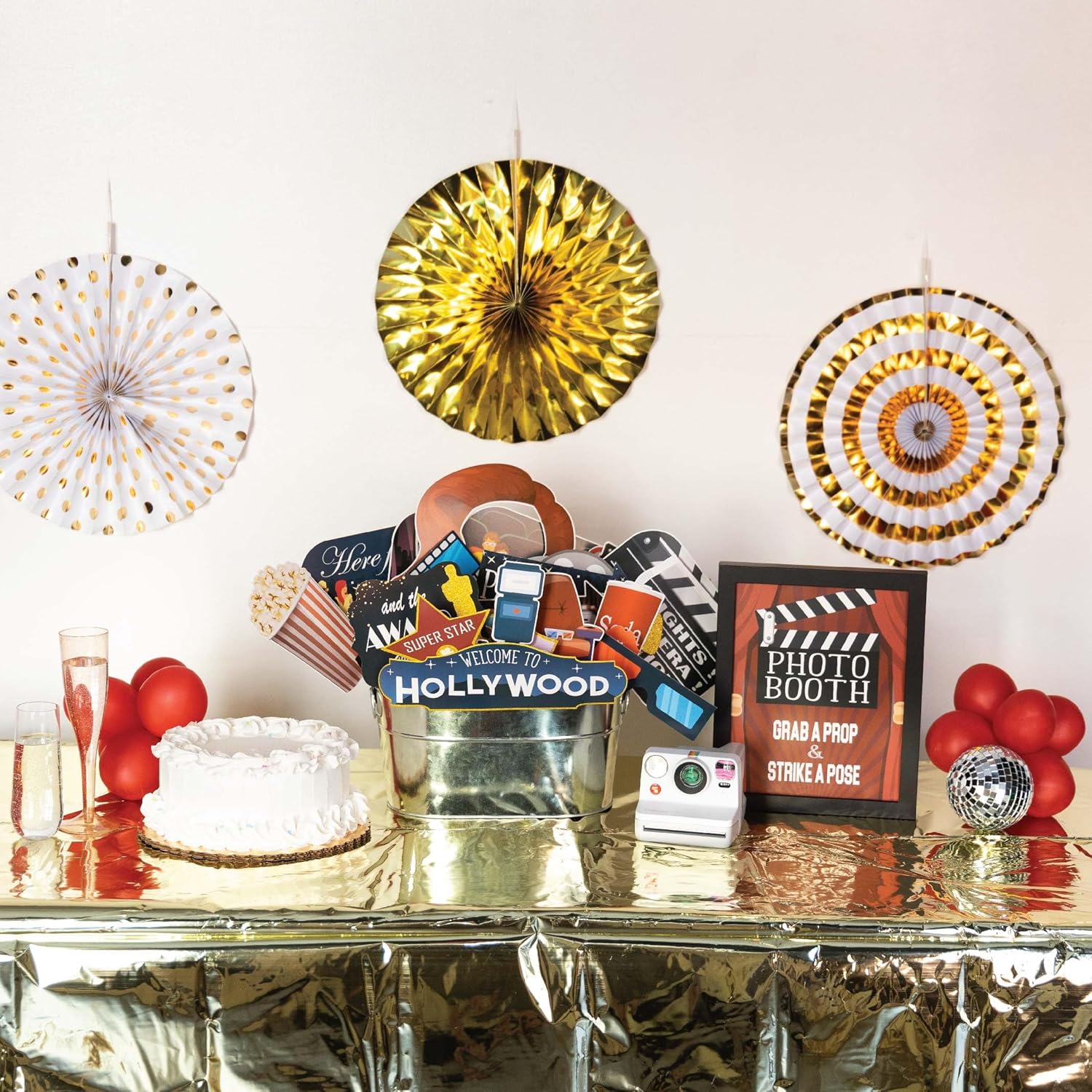 Hollywood Photo Booth Props - 41-Piece Set with Sign and Sticks