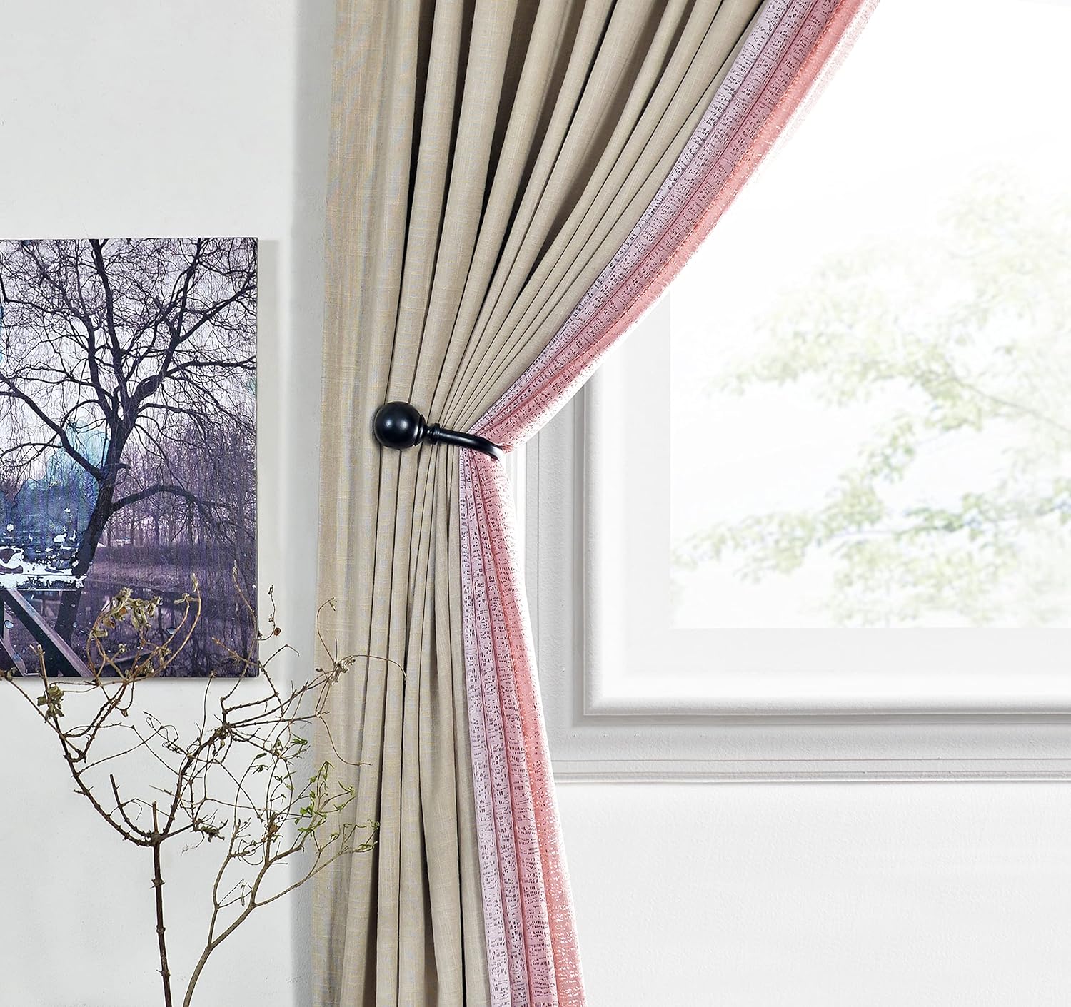 Deco Window Curtain Holdbacks Set of 2 Black Matte