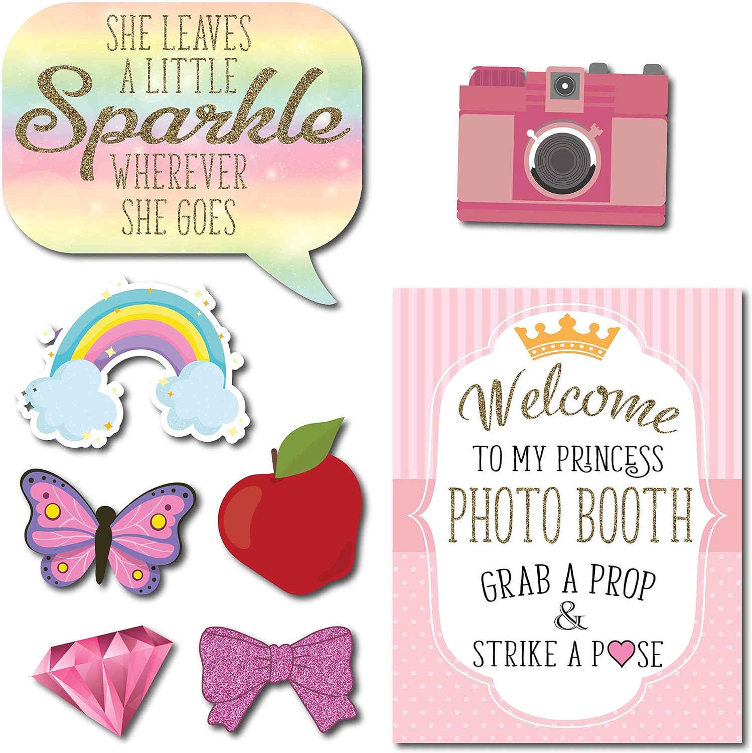 Princess Photo Booth Props - 41-Piece Fun Kit