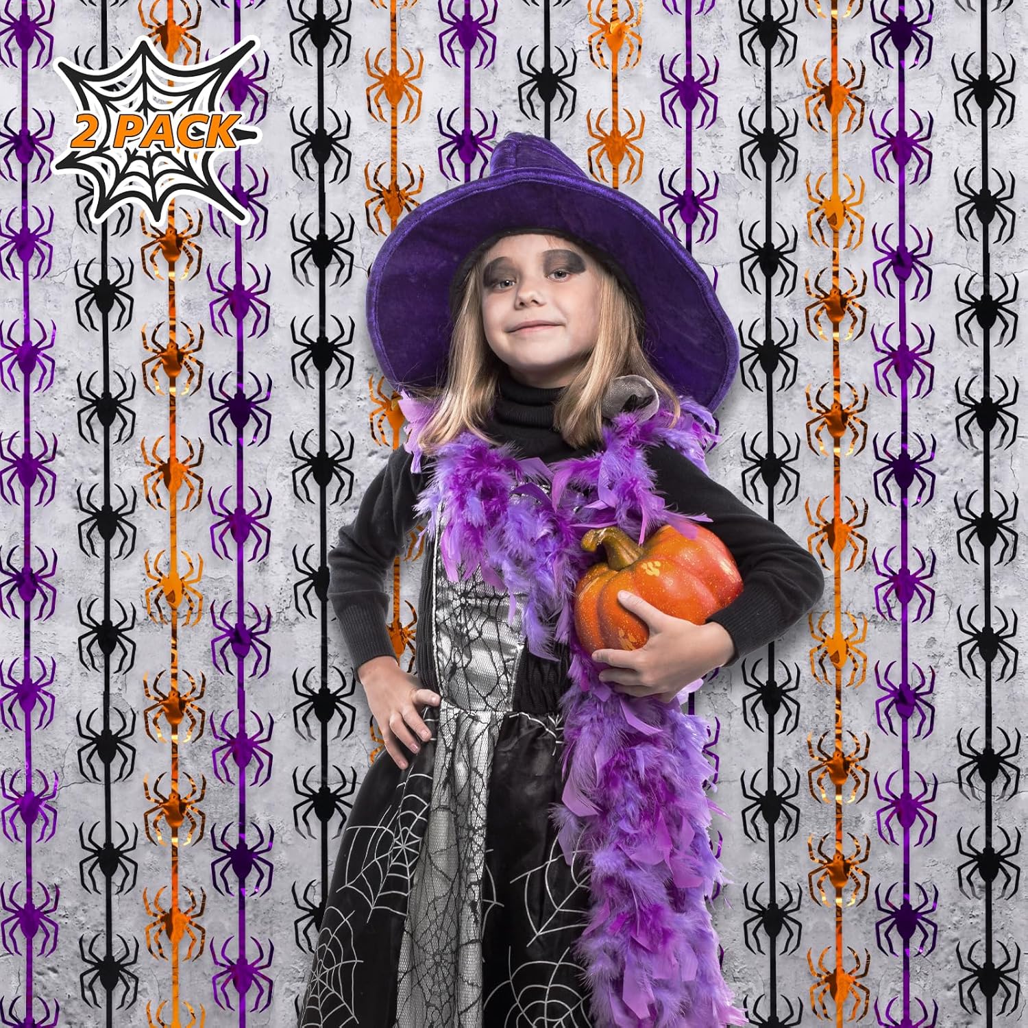 Halloween Decor Tinsel Curtain Set 2 Pack