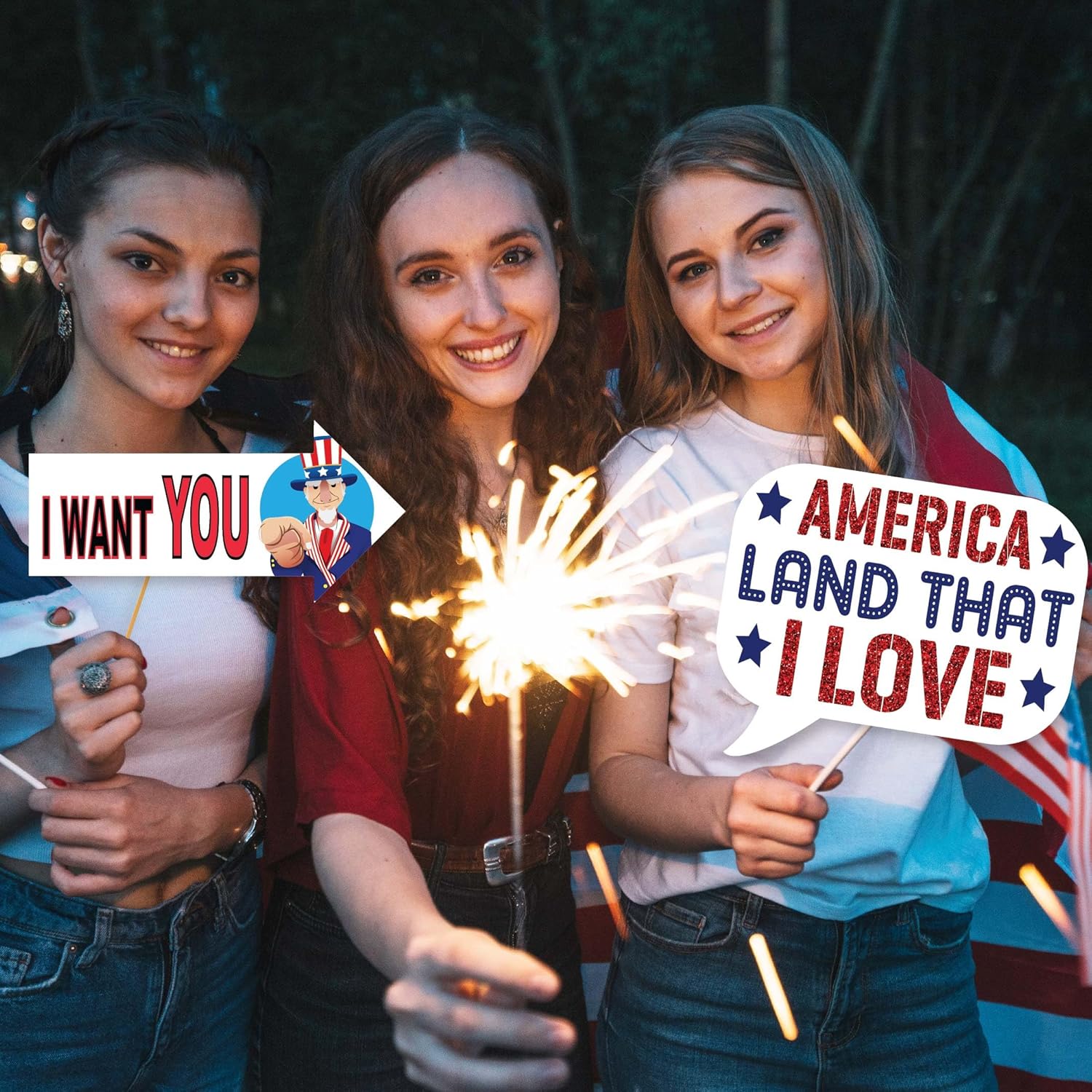 4th of July Photo Booth Props - 41pc Patriotic Party Decor Kit