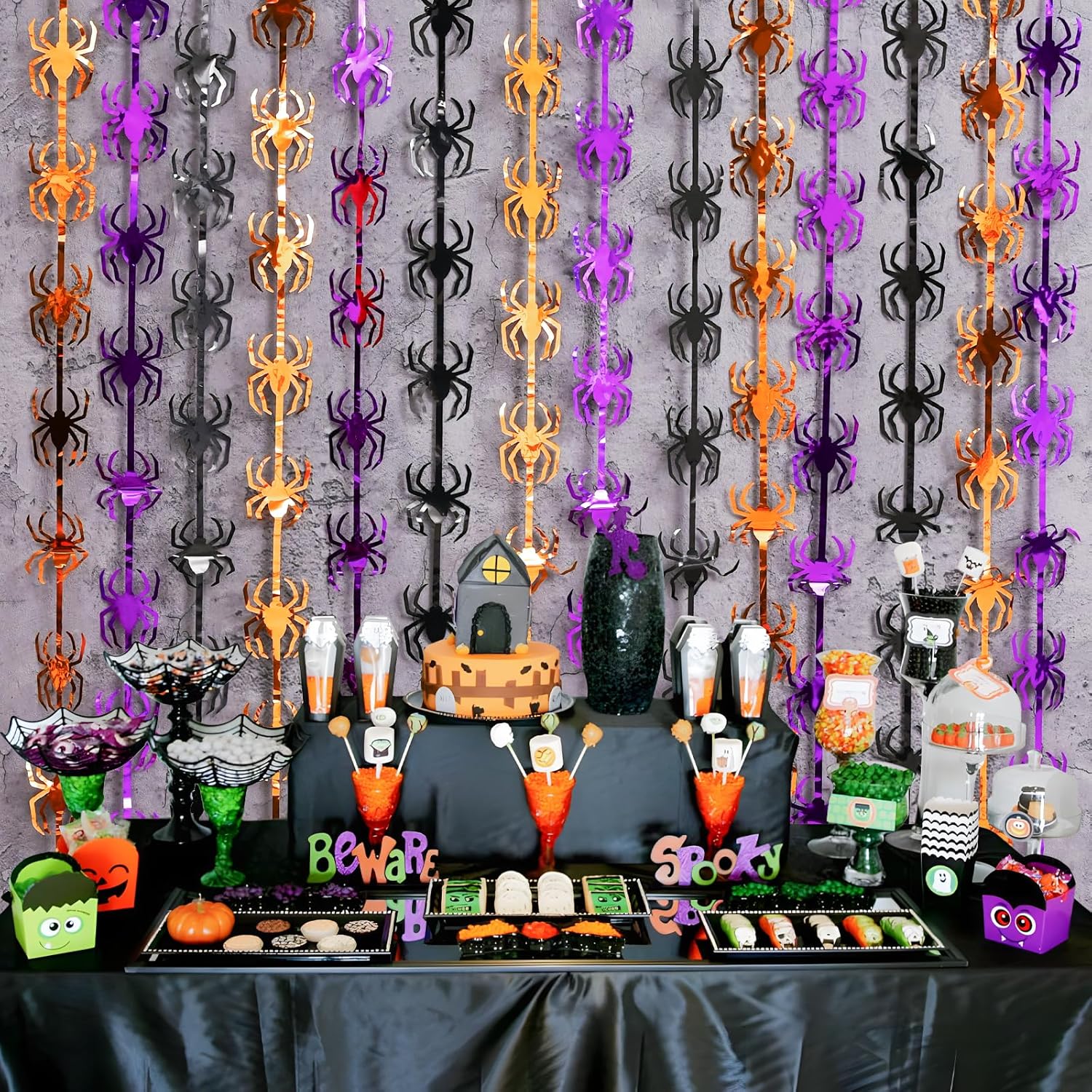 Halloween Decor Tinsel Curtain Set 2 Pack