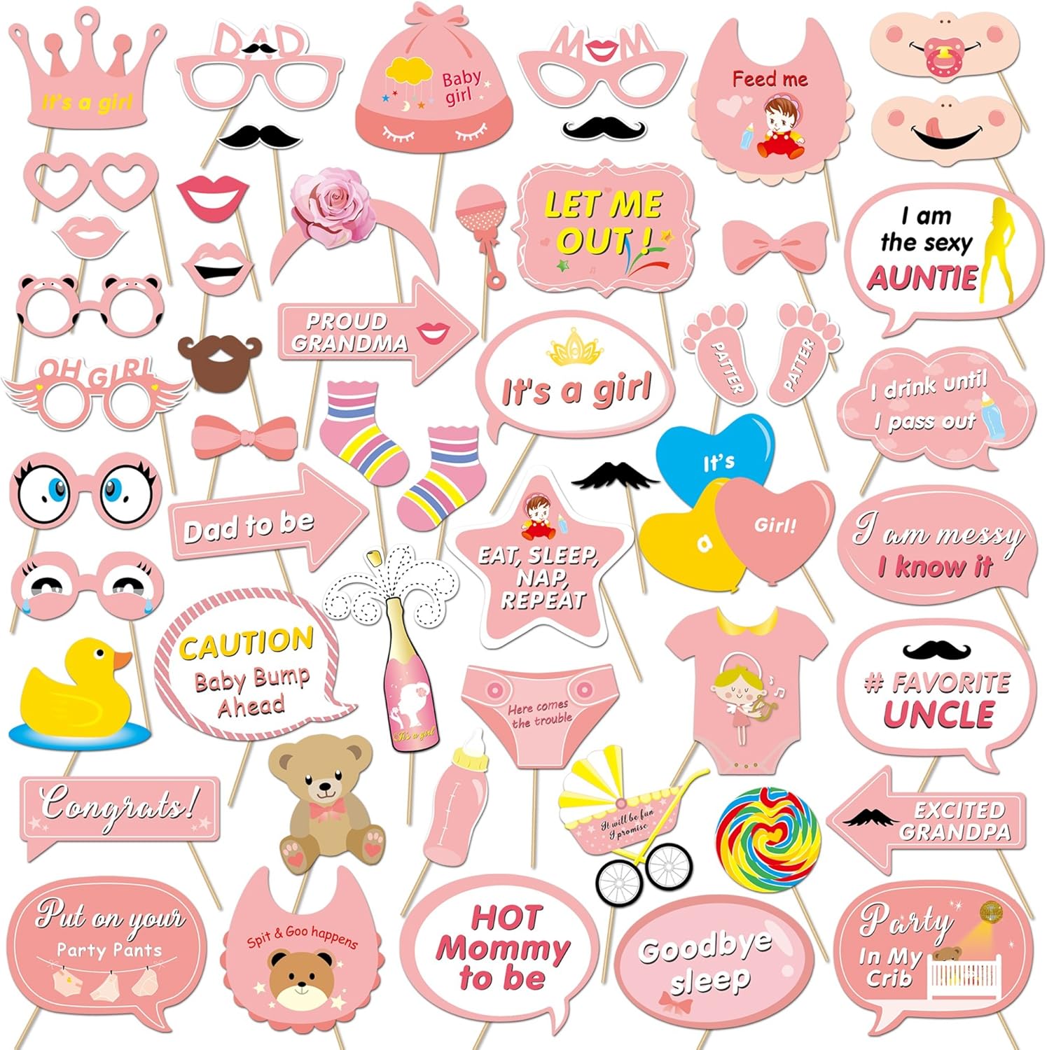 Its a Girl Photo Booth Props 53 Count