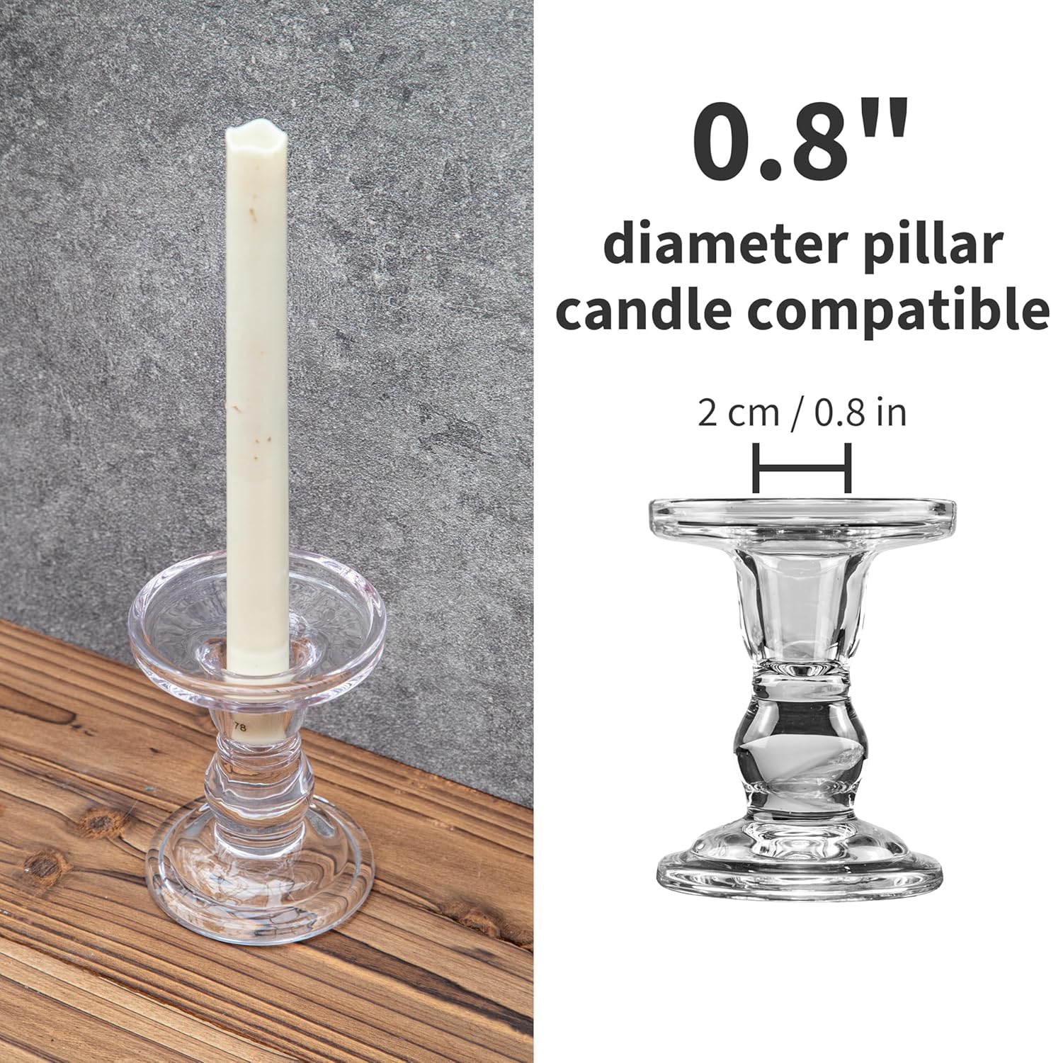 YAKii Clear Glass Candle Holder Set of 3