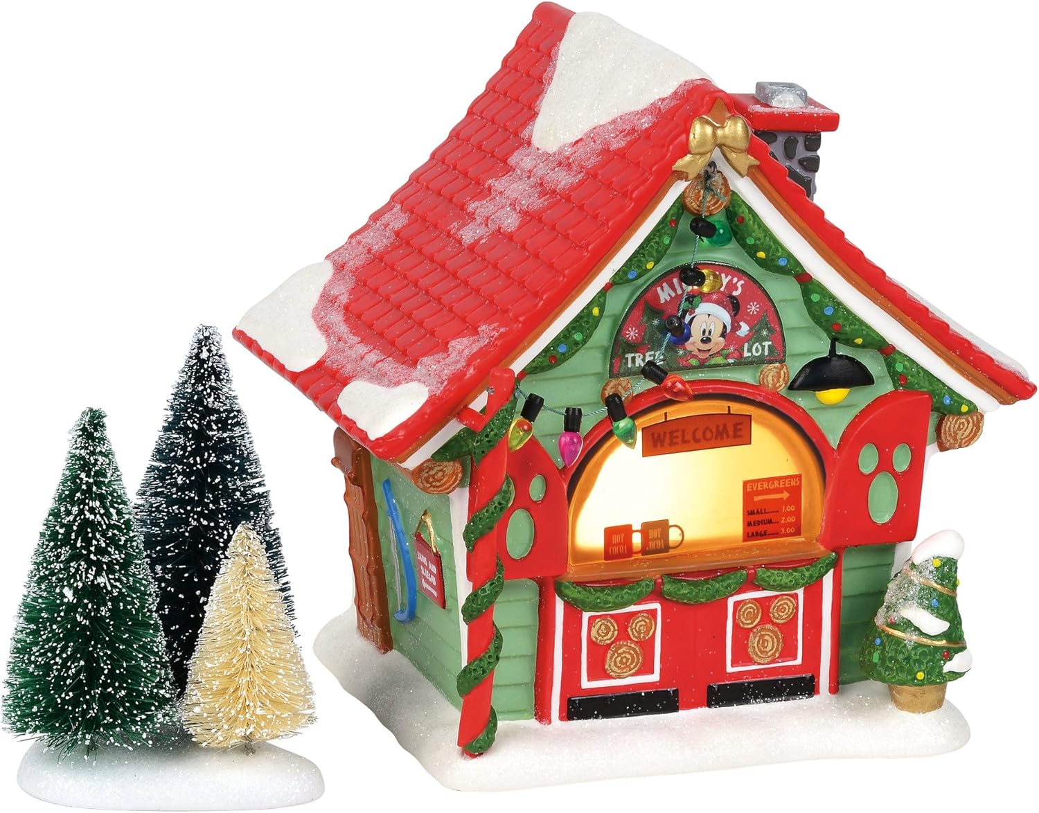 Department 56 Porcelain Mickey Mouse Tree Lot Lit Building 6 Inch