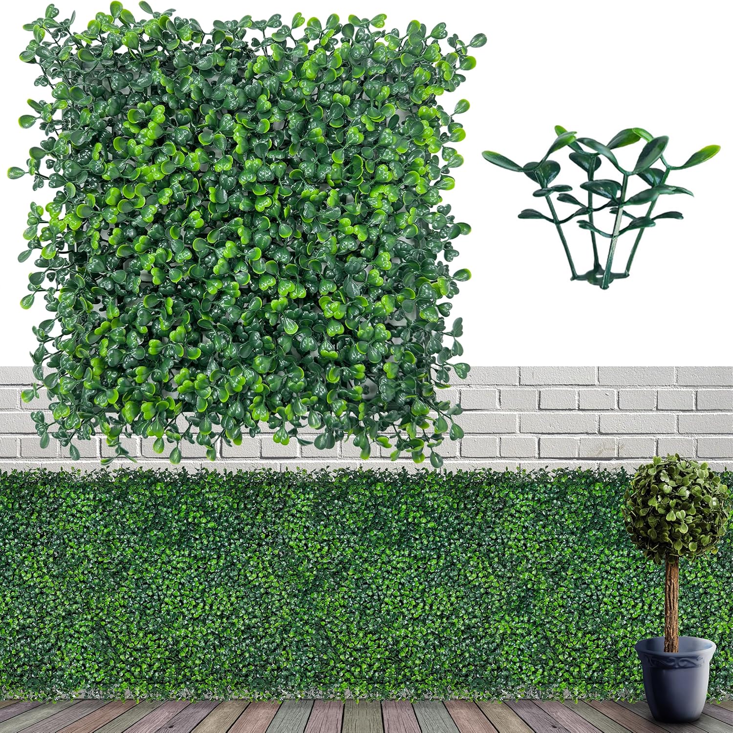 Artificial Grass Wall Panel Backdrop 12P 84 sqft UV-Anti Greenery Boxwood Panels