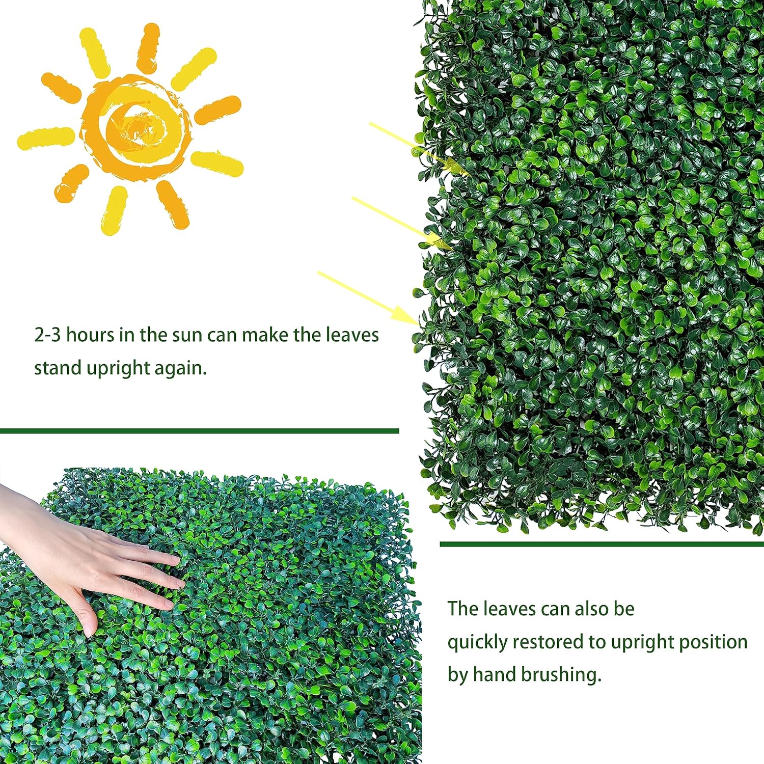 Artificial Grass Wall Panel Backdrop 12P 84 sqft UV-Anti Greenery Boxwood Panels