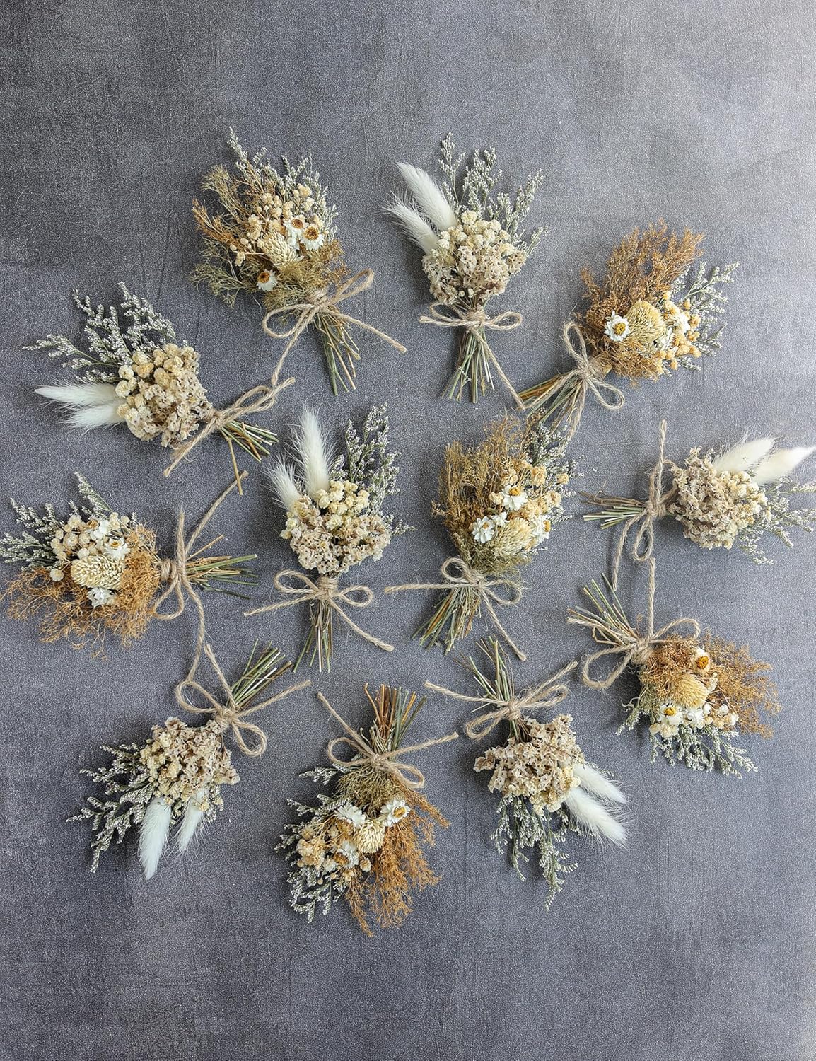 Mini Dried Flower Bouquet Set Brown 12PCS