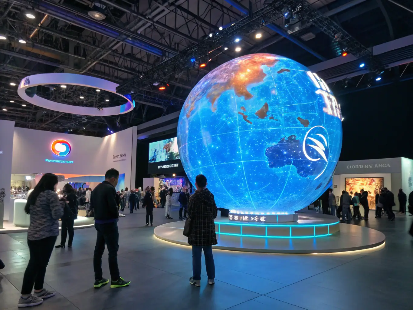 A holographic projection of a brand's logo and products, demonstrating holographic branding solutions.